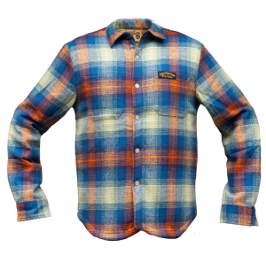 Holy Freedom MCFLY JACKET stylowa koszula ocieplana w kratę na chłodniejsze dni w kolorze pomarańczowo-niebiesko-beżowym