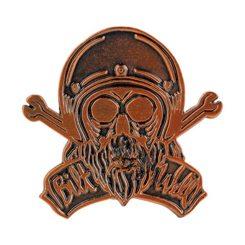 Biltwell enamel pin Bonanza skull bronze przypinka mootcyklowa harley bobber cafe racer.jpg