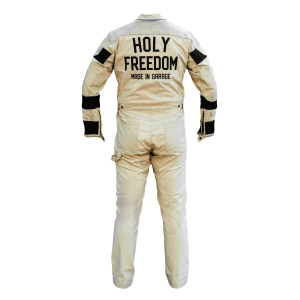 Holy Freedom Tutocrema overall black/white  motocyklowy kombinezon jednoczęściowy scrambler flattrack 
