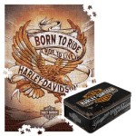Puzzle z motocyklem Harley Davidson Born to Ride puzzle ze stylowa puszka metalowa Harley