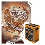 Puzzle z motocyklem Harley Davidson Born to Ride Eagle 3 puzzle ze stylową puszka metalowa Harley 