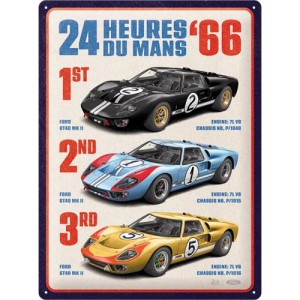 24h Le Mans 1966 Ford metalowa tabliczka ozdobna do garażu na prezent plakat 30x40 