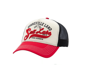 King Kerosin Salt Lake trucker cap red/offwhite czerwono-czarno-beżowa czapka z daszkiem z przewiewna siateczką 