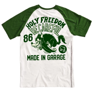 Holy Freedom t-shirt becarefull green koszulka motocyklowa na krótki rękaw 