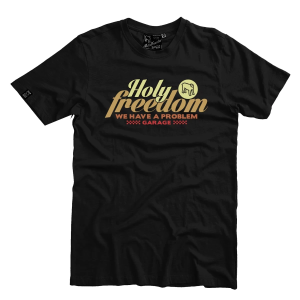 Holy Freedom t-shirt Rainbow czarna koszulka motocyklowa na krótki rękaw z fajną grafiką 