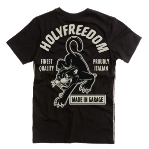 Holy Freedom t-shirt Felix czarna koszulka motocyklowa na krótki rękaw z fajną grafiką 