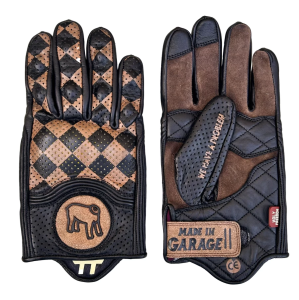 Skórzane rękawice w szachownicę brązowo-czarną Holy Freedom Bullit Stallion gloves  