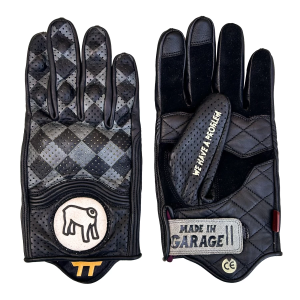 Skórzane rękawice szaro-czarne w szachownicę Holy Freedom Bullit Black gloves