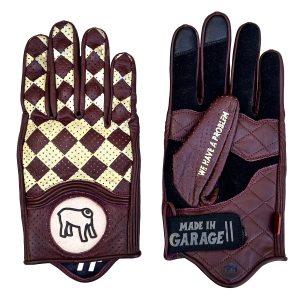 Skórzane rękawice w szachownicę bordowo-beżowe Holy Freedom Bullit Roots gloves 