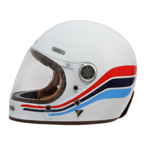 Biały kask By City Roadster III Swan helmet retro integralny kask w kolorach BMW 