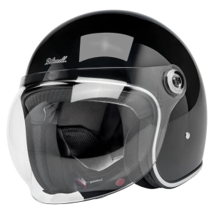 Otwarty kask z szybąBiltwell Tahoe helmet gloss black czarny klasyczny kask motocyklowy otwarty z ECE 22.06 