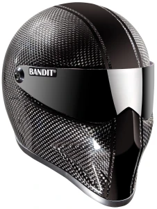 BANDIT CRYSTAL CARBON SHELL NIETUZINKOWY KASK MOTOCYKLOWY BOBBER STREETFIGHTER HARLEY CZARNY KARBON Z CZARNYM PASKIEM