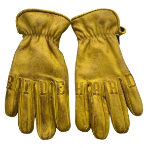 Żółte skórzane rękawice Rokker Ride Hard gloves yellow