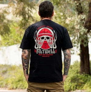 Koszulka Biltwell Lane Splitter t-shirt czarna klasyczna koszulka z motocyklową grafiką na plecach