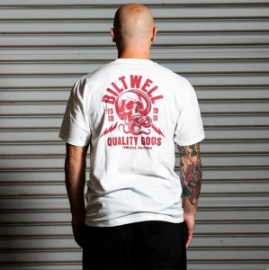 Koszulka Biltwell Roger pocket t-shirt biała koszulka motocyklowa z fajną grafiką