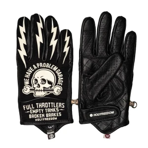 Rękawice Holy Freedom Tools czarno-białe tekstylno-skórzane rękawice motocyklowe 