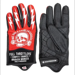 Rękawice Holy Freedom Tools czarno-czerwone tekstylno-skórzane rękawice motocyklowe