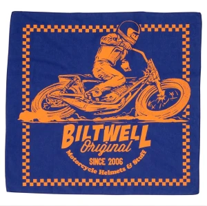 Bandana Lefty bandana oldschoolowa chusta motocyklowa bandama granatowa z nadrukiem
