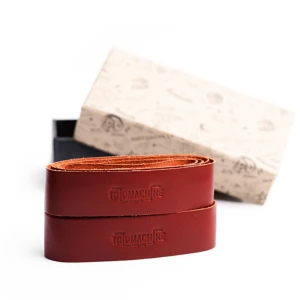 Trip Machine leather handlebar grip wrap Cherry Red czerwone motocyklowe manetki skórzane owijki