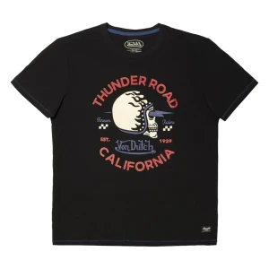 T-shirt Von Dutch Again czarna koszulka motocyklowa z czachą w kasku