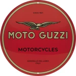 Metalowa ozdobna tabliczka do garażu Moto Guzzi okrągła