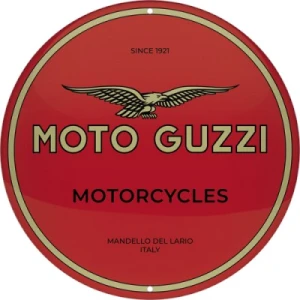 Metalowa ozdobna tabliczka do garażu Moto Guzzi okrągła