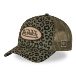Czapka z daszkiem Von Dutch Leopard cap velours khaki truckerka w zieloną panterkę