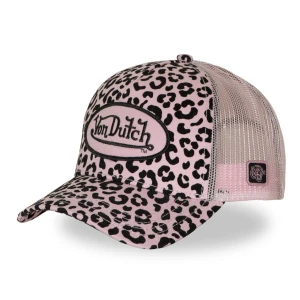 Czapka z daszkiem Von Dutch Leopard cap velours rose truckerka w różową panterkę 