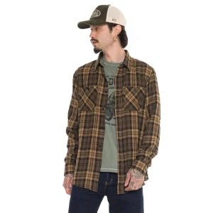 Von Dutch Plaid shirt jack brown cieńka koszula flanelowa w brązową kratę