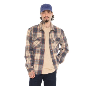 Von Dutch Plaid Shirt pepper beige ciepła gruba koszula flanelowa/kurtka na jesiń