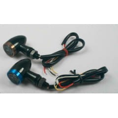 Kierunkowskazy alu Bullet Led, czarna obudowa + srebrny pierścień + białe szkło