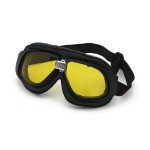 BANDIT RETRO GOGLE MOTOCYKLOWE CLASSIC GOGGLES CZARNA SKÓRZANA OPRAWA  ŻÓŁTE SZKŁO